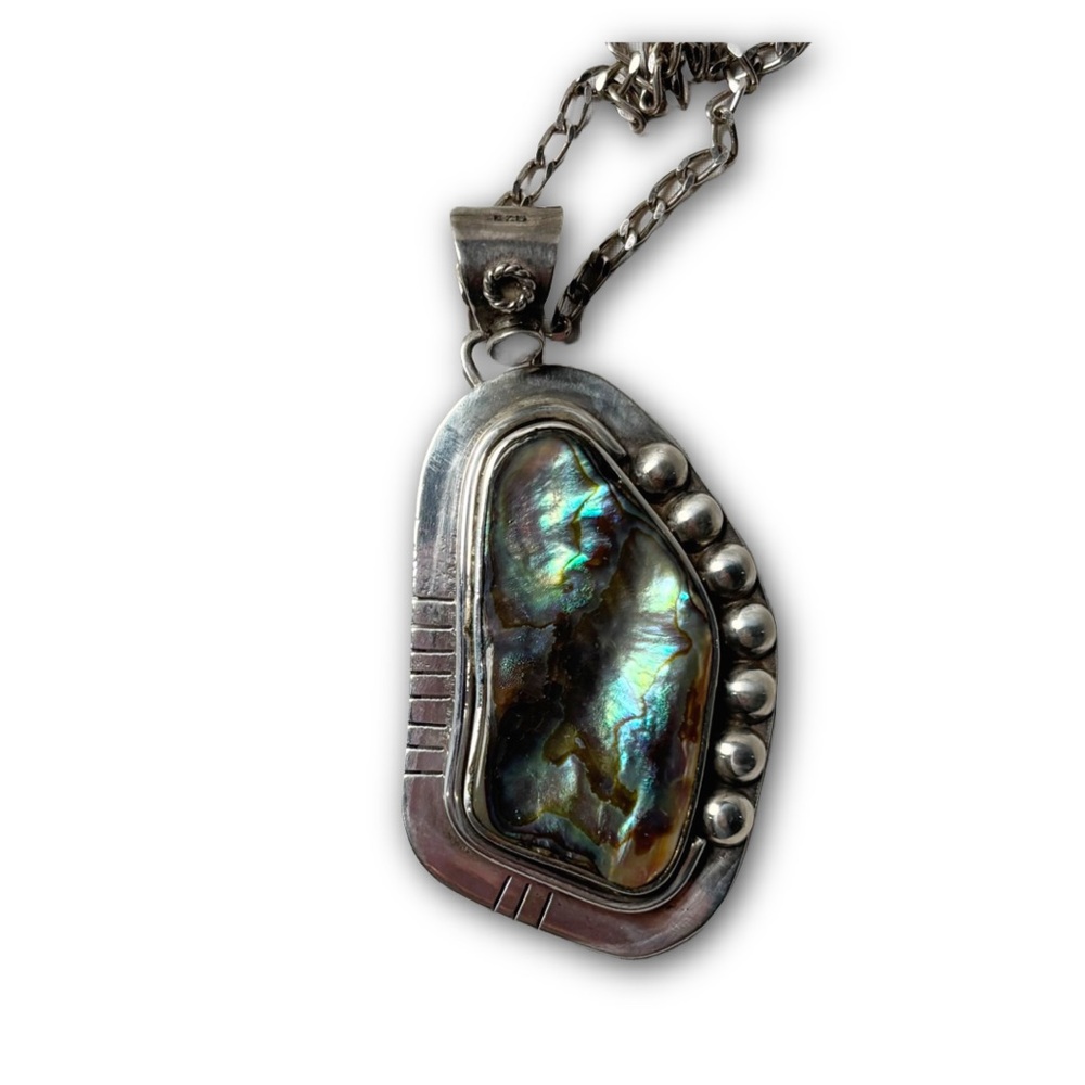 Sterling Silver and Abalone Shell Pendant Necklace